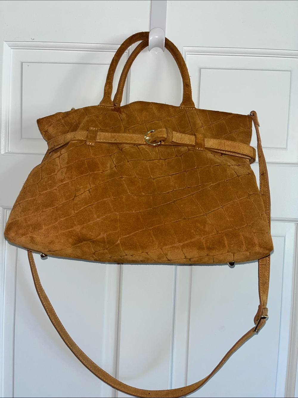 Viola Castellani Genuine Leather Suede Satchel Made in Italy